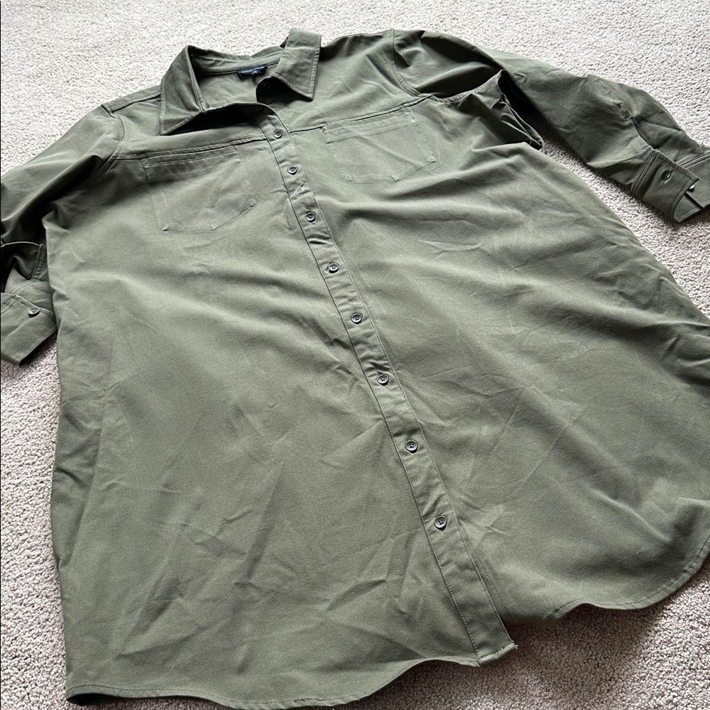 Universal Standard Olive Green Button-Up Shirt Dress - Picture 8 of 13